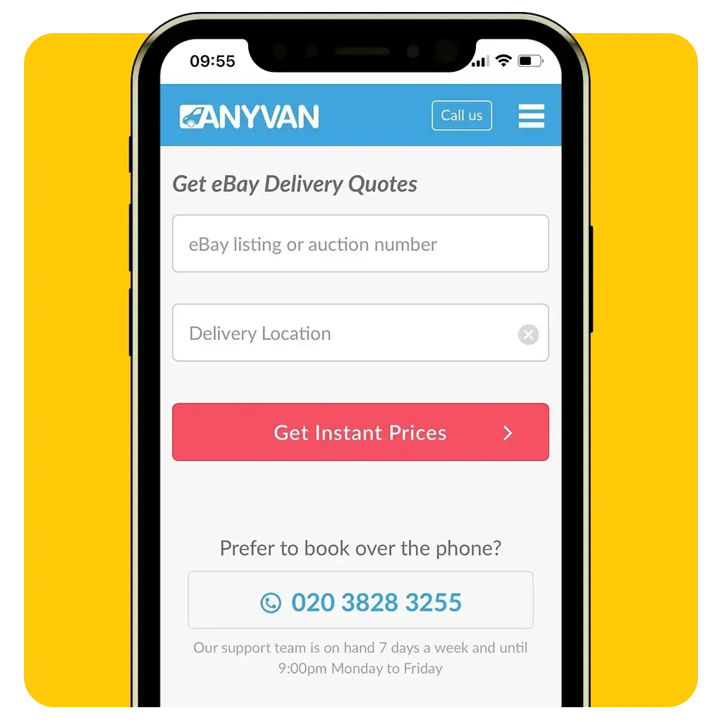ebay courier service form on mobile phone screen