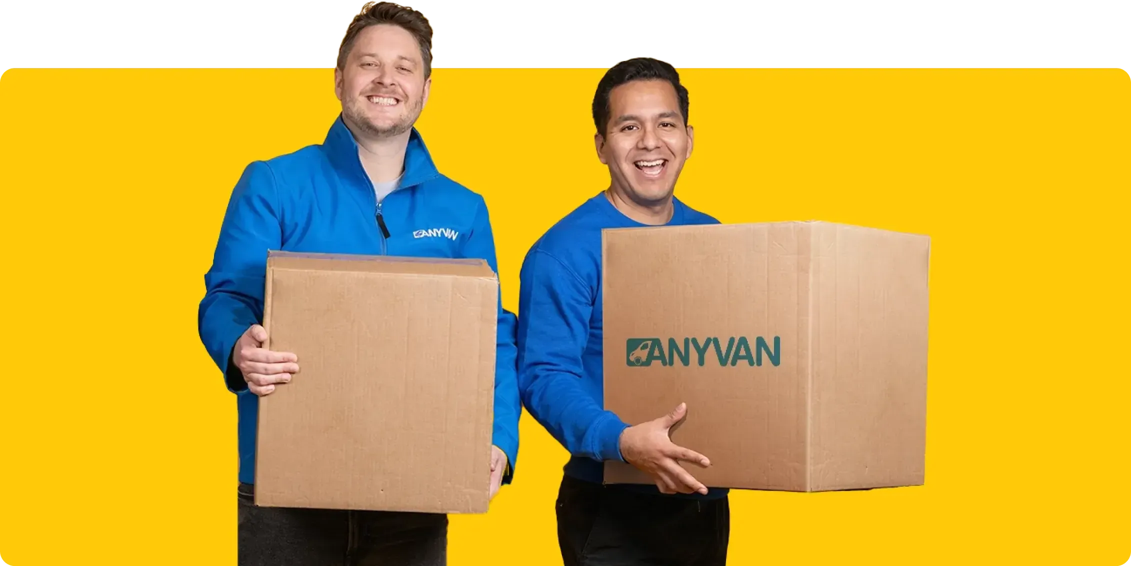 Two Removal experts carrying boxes