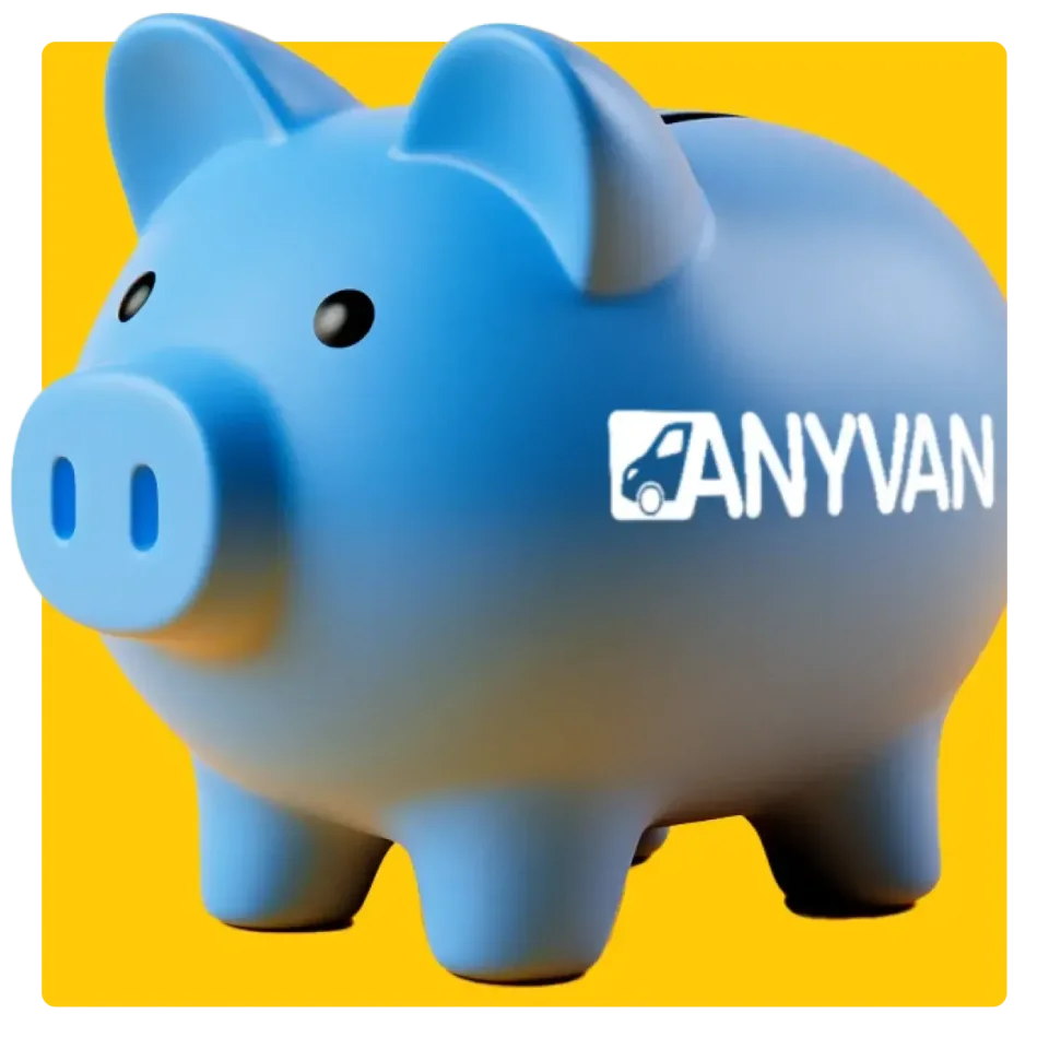 Image of piggybank showing AnyVan offer low cost motorbike transport costs 