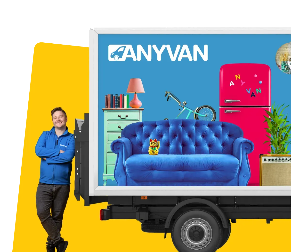 Man and van filled with furniture to be moved
